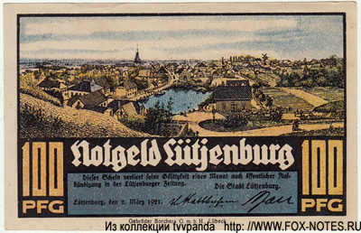 Stadt Lütjenburg 100 Pfennig 1921 NOTGELD