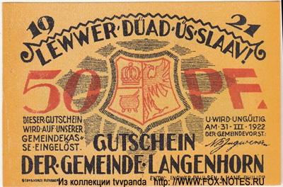Gemeinde Langenhorn 50  1921  