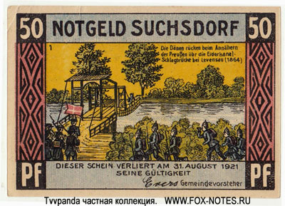 Notgeld Suchsdorf. 31. August 1921. 50 Pfennig.