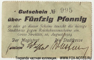 Stadt Groß Strehlitz 50 Pfennig 1914 Notgeld