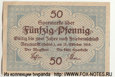 Städtische Sparkasse Neumarkt in Schlesien 50 Pfennig 1919 / NOTGELD