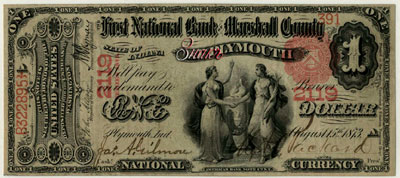 The First National Bank of Marshall Country 1 Dollar 1875