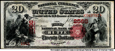First National Bank Of Butte 20 Dollars 1875 Charter number  2566