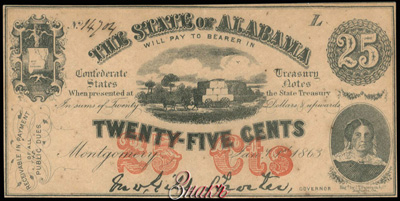 State of Alabama 25 Cents 1863 / BANKNOTE