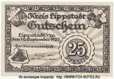 Kreis Lippstadt 25 Pfennig 1921 NOTGELD