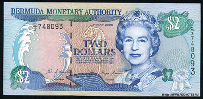Bermuda Monetary Authority 2 Dollars 2000 