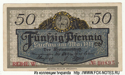 Kreiskommunalkasse zu Luckau 50 Pfennig 1917 NOTGELD