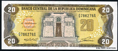 Banco Central de la República Dominicana 20 Peso Oro 1992 