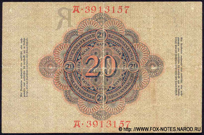   (Reichsbanknote) 20  8. Juni 1907.