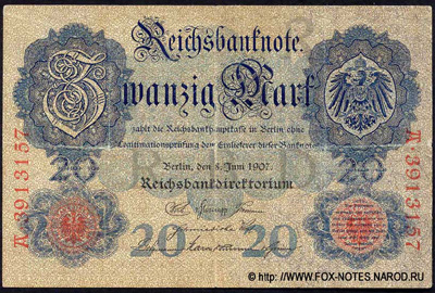 Reichsbanknote. 20 Mark. 8. Juni 1907.