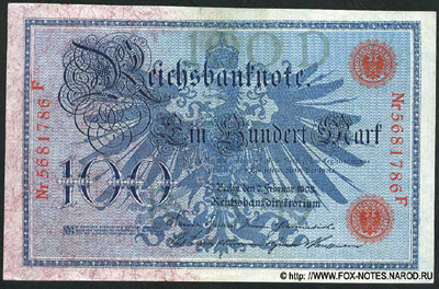 Reichsbanknote. 100 Mark. 7. Februar 1908. Deutsches Reich