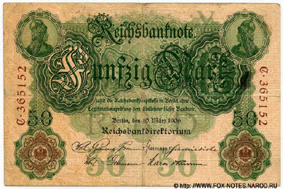 Reichsbanknote. 50 Mark. 10. März 1906. Ro. 25a