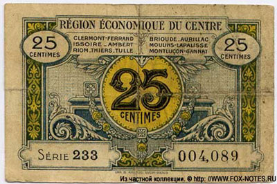 Région Économique du Centre 25 Centimes 1924
