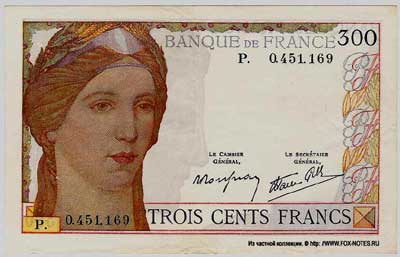 Banque de France 300 франков тип 1938