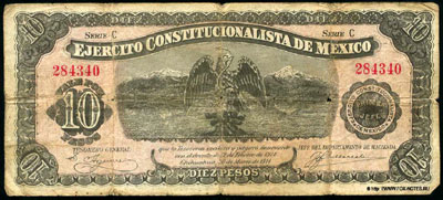 Ejército Constitucionalista de México 10 Pesos 1914