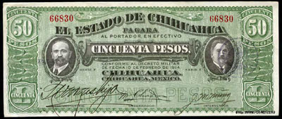 El Estado de Chihuahua 50 Pesos 1914 / БАНКНОТА МЕКСИКА