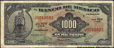 Banco de México 1000 Pesos 1977 /  