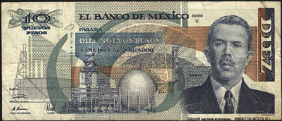 Banco de México 10 nuevos pesos 1992 /  