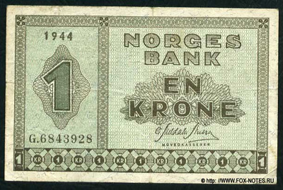 NORGES BANK  1 крона 1944 Банкноты норвегии