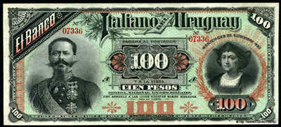 Banco Italiano del Urugvay 100 pesos 1887