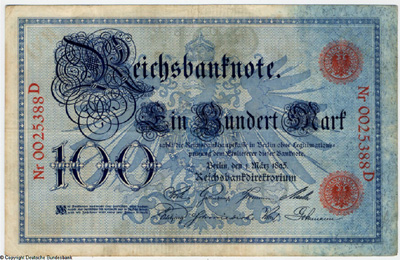 Reichsbanknote. 100 Mark. 1. März 1895.
