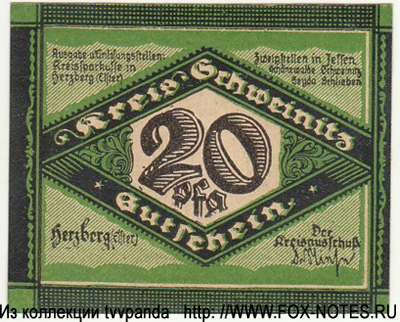Kreis Schweinitz 20 Pfennig 1920 NOTGELD