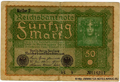 Reichsbanknote. 50 Mark. 24. Juni 1919. Ro. 62b