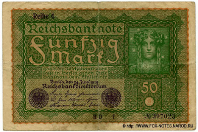 Reichsbanknote. 50 Mark. 24. Juni 1919. Ro. 62d