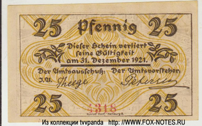 Gemeinde Klein-Nordende-Lieth 25 Pfennig 1921 NOTGELD