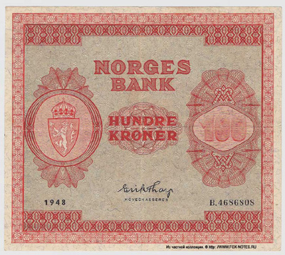 NORGES BANK 100  1948  