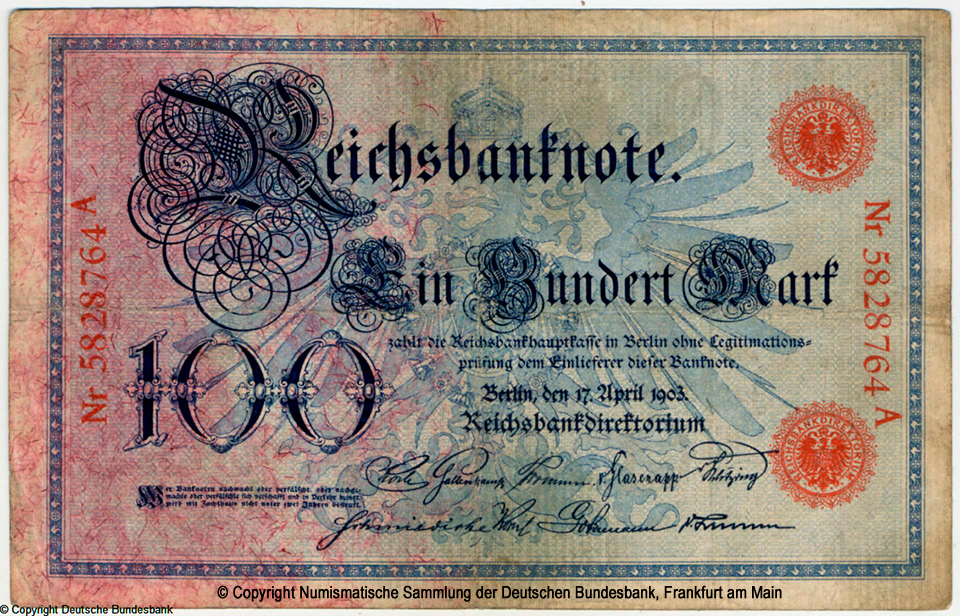 Reichsbanknote. 100 Mark. 17. April 1903.