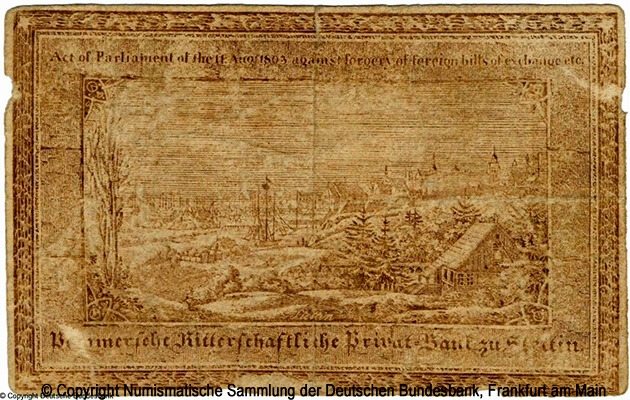 Ritterschaftliche Privatbank in Pommern 5 Reichathaler 1824