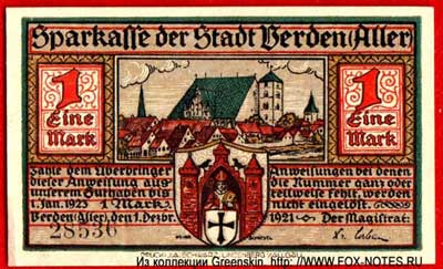 Sparkasse der Stadt Verden (Aller) 1 Mark 1921 Notgeld