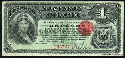 El Banco Nacional de Santo Dominicano 1 Peso 1889