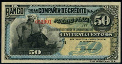 Banco de la Compania de Credito de Puerto Plata 50 Centavos