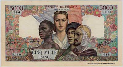 Франция банкнота 5000 франков 1945