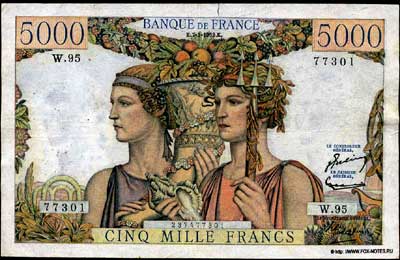 Banque de France 1952 5000 francs J.Belin G.Gouin d'Ambrieres  P.Gargam