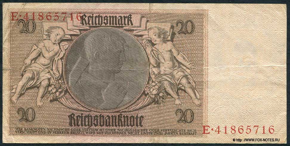 Reichsbank Reichsbanknote 20 Reichsmark 1929 Ro.174b