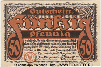 Stadt Emmerich 50 Pfennig 1918 NOTGELD