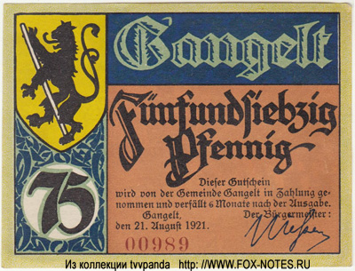 Gemeinde Gangelt 75 pfennig 1921 notgeld
