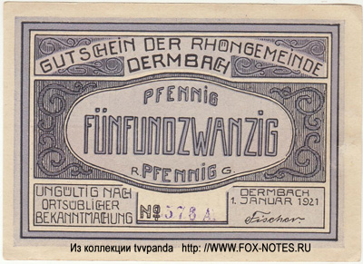 Gemeinde Dermbach 50 Pfennig 1921 NOTGELD