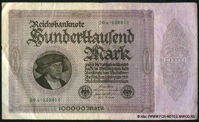 100000 Mark. 1. Februar 1923