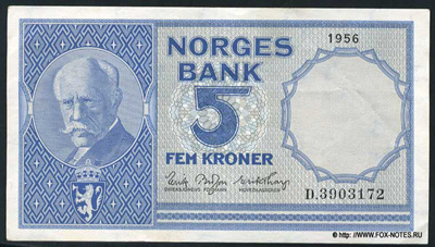 NORGES BANK 5 крон 1956 Банкноты Норвегии
