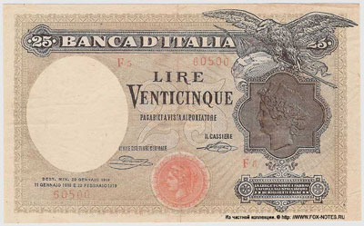 Banca d'Italia 25 lire 1919