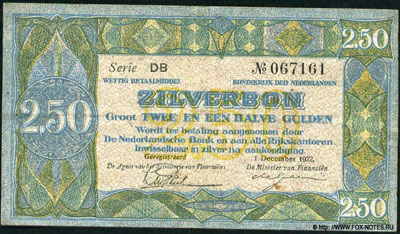 Банкнота Королевства Нидерландов 2,50 гульдена 1922