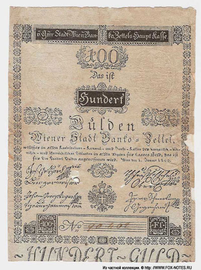 Wiener Stadt Banco 10 gulden 1800