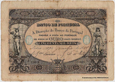  BANCO DE PORTUGAL 50mil reis 1888
