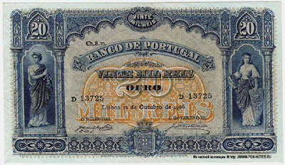  BANCO DE PORTUGAL 20 mil reis 1906