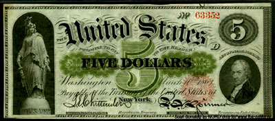 Legal tender issue 5 dollars 1863