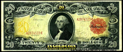 US Gold Certificates 20 dollars in gold coin 1905